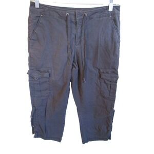 Lucy Rip Stop Stretch Cotton Capri Cargo Pants Size Medium Gray